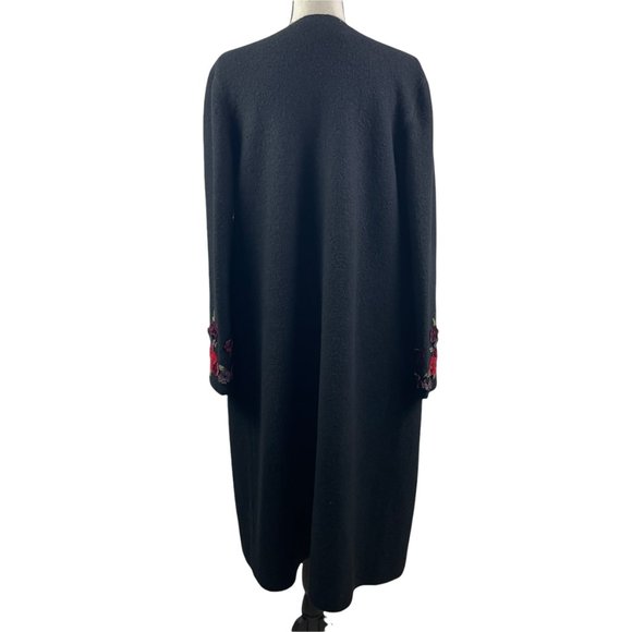 RICKIE FREEMAN TERI JON KNITWEAR FLORAL EMBROIDERED WOOL DRESS & DUSTER SET MED - Picture 2 of 14